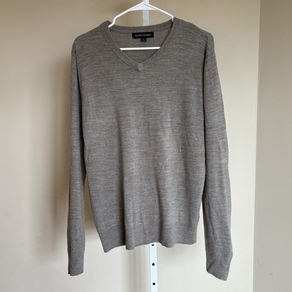 Tricots St Raphael Mens Pullover Sweater. Size L.‎ Dark Gray. V-neck.